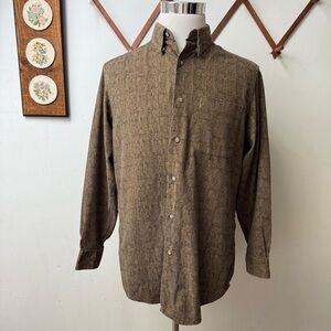 Vintage Herringbone Abstract Button-Up Shirt